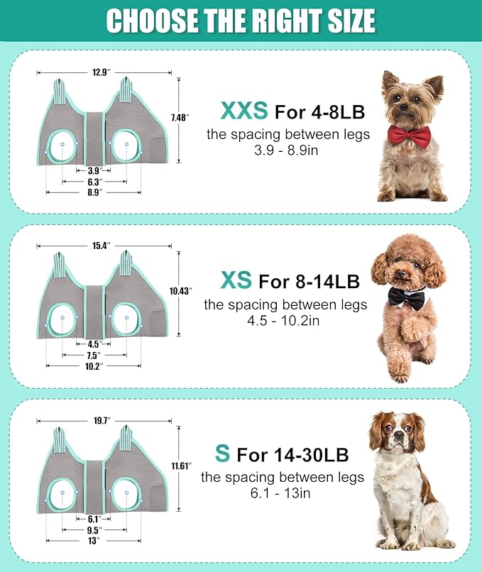 Dog Grooming Hammock Harness, XS Dog Hanger for Nail Trimming, Grey Dog Sling Nail Trimming,Dog Holder Grooming Restraint Thick Neck Support