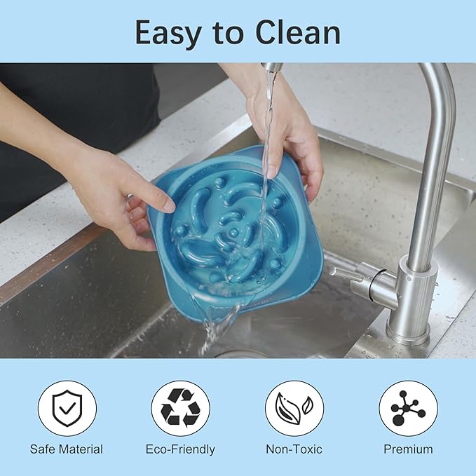 MateeyLife Slow Feeder Dog Bowls, Anti-Choking Puzzle Dog Food Bowls, Anti-Slip Interactive Feeding Slow Down Eating, Bloat Stop Maze Dishes for Medium Large Breeds DarkBlue