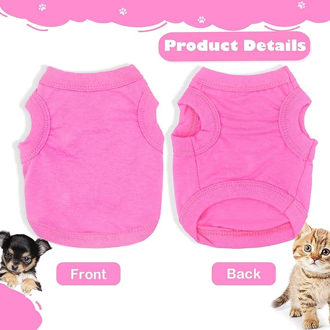 2 Pieces Dog Clothes for Small Dogs Girl Boy Spring Summer Soft Puppy Shirt Solid Color Chihuahua Clothes Pet Clothing Cute Cat Cloth XXS~M (Rose,Purple, X-Small)