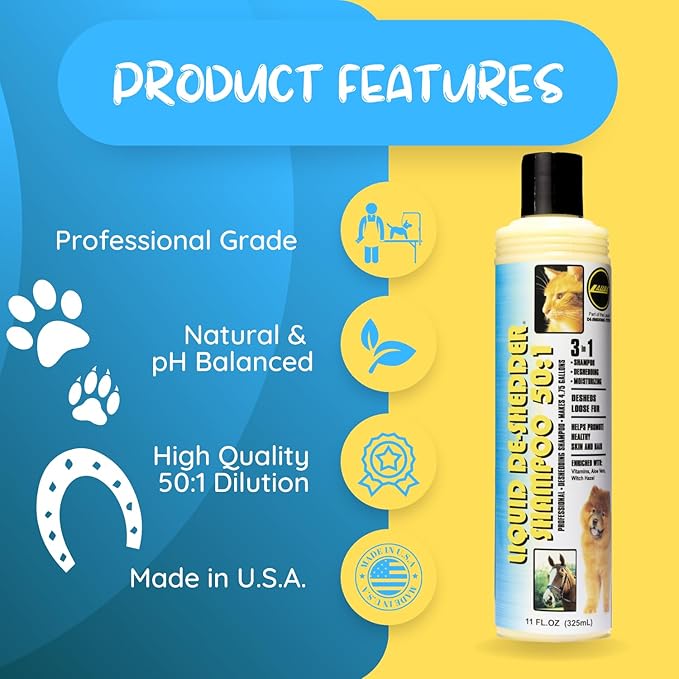 Kelco by Laube Deshedding Shampoo - Deshedder Anti-Itch Shampoo for Pets - Natural, Hypoallergenic, Cruelty-Free, Biodegradable Formula for Grooming Dogs, Cats, & Pets (50:1 Concentrated, 11 fl oz)