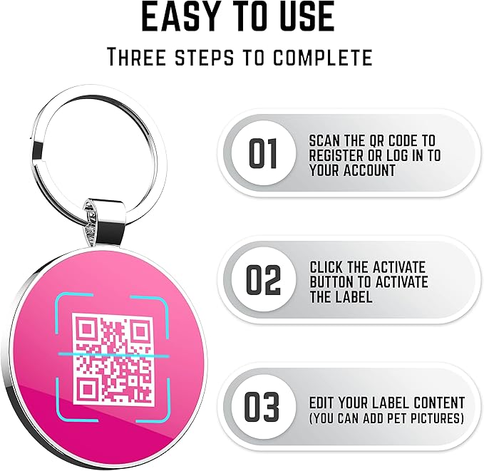QR Code Dog Tag,Dog Tags Personalized for Pets, Custom Dog Name ID Tags Personalized Dog and Cat Tags -Free Online&Scan QR Receive Instant Location Alert Email