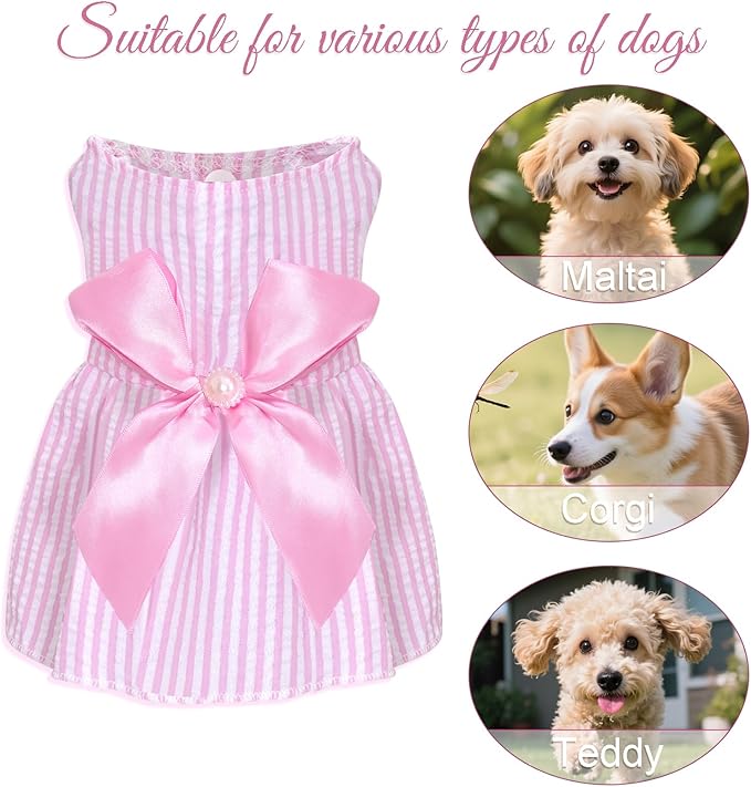choyaxo Dog Bowknot Dresses Pet Skirts Princess Dress for Girl Puppy