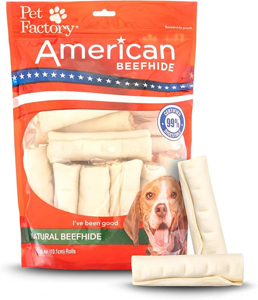 Pet Factory American Beefhide 4-4.5" Rolls Dog Chew Treats - Natural Flavor, 22 Count/1 Pack