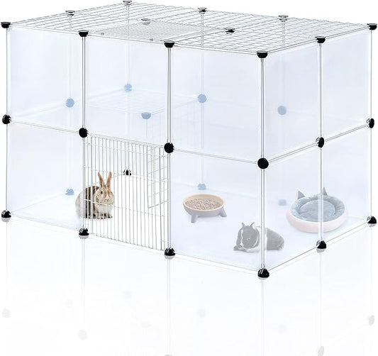 BRIAN & DANY Pet Playpen Indoor, Small Animal for Kitten Playpen, Guinea Pig Hedgehog Cages, Play Pen for Hamster Rabbit Bunny Clear Enclosure Fence, 13.8 X 13.8 inches, 28 Panels