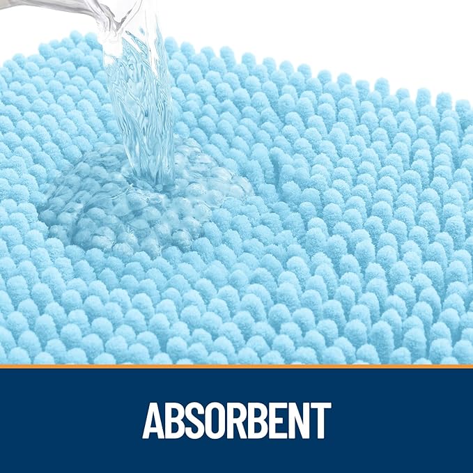 OLANLY Dog Door Mat for Muddy Paws 36x24, Absorbs Moisture and Dirt, Absorbent Non-Slip Washable Mat, Quick Dry Chenille, Mud Mat for Dogs, Entry Indoor Door Mat for Inside Floor, Blue