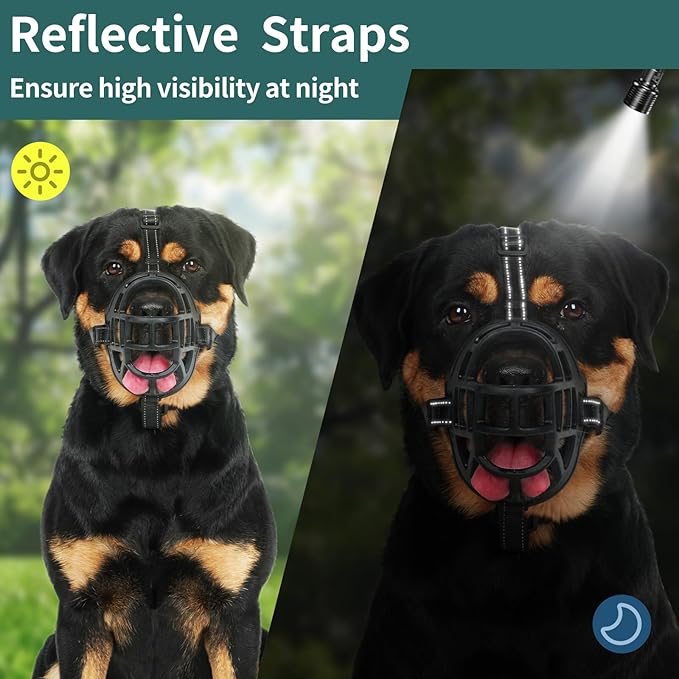 BARKLESS Dog Muzzle, Silicone Basket Muzzle for Small Medium Large Dogs, Soft Cage Muzzle Prevent Biting Chewing, Allow Drinking Panting, Suitable for German Shepherd