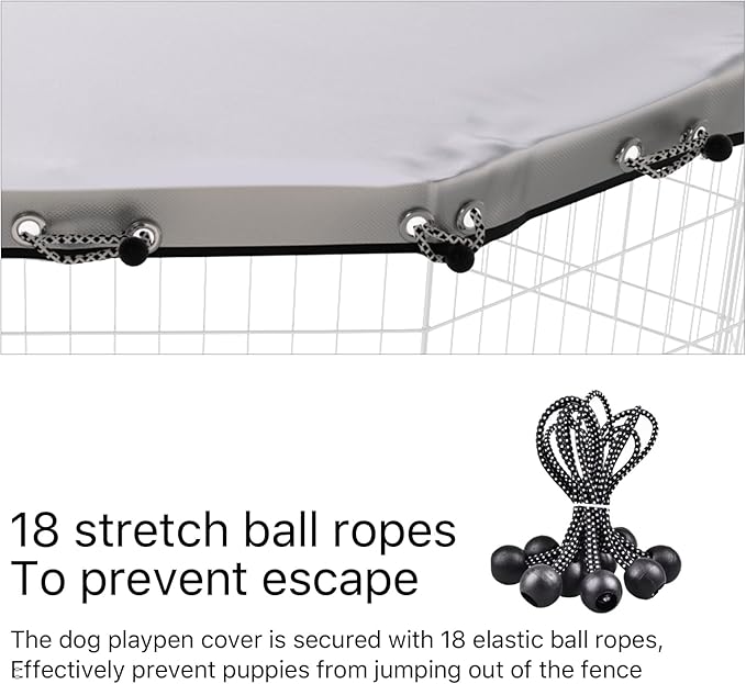 Dog Playpen Cover,Fits 24 Inch 8 Panels Regular Octagon Metal Exercise Pet Pen for Pets Provide Rain Proof Shade and Security for Outdoor and Indoor (Only Cover,Playpen Not Included)