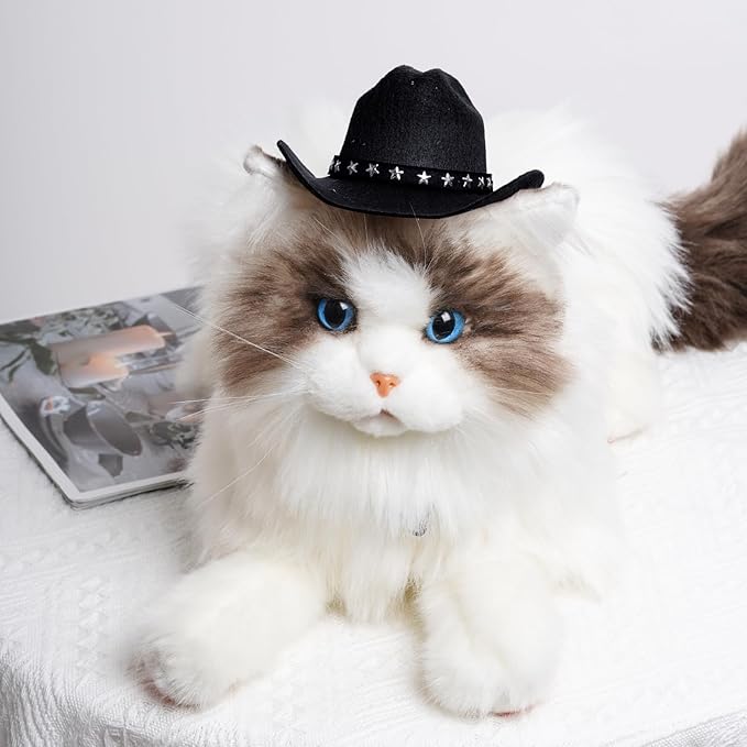 choyaxo Pet Cowboy Costume Cosplay Cap Halloween Costumes for Dogs Cat Pet Party Decoration Mini Cowboy Hat (Black, Small)