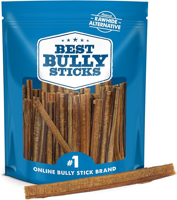 Best Bully Sticks 6 Inch All-Natural Bully Sticks for Dogs - 6” Easily Digestible, 100% Grass-Fed Beef, Grain and Rawhide Free | 50 Pack