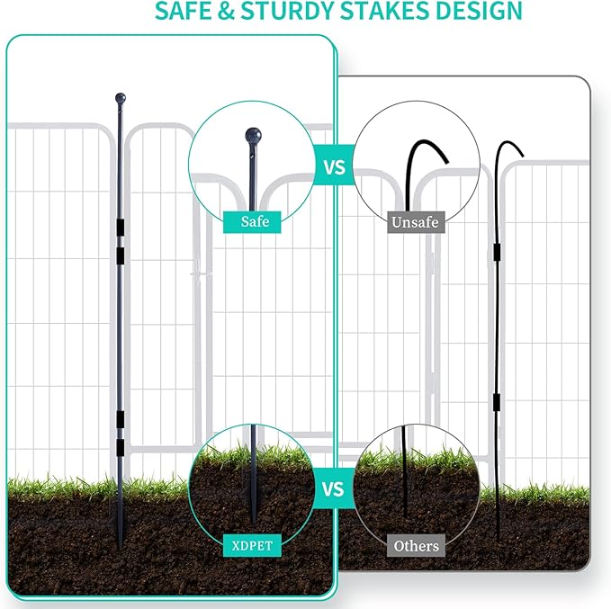 Dog Playpen,Portable Outdoor Dog Fence, Dog Playpen for Large/Medium/Small Dogs, Dog Fences for The Yard,with Doors Foldable Metal (24 inch, 08 Panels)