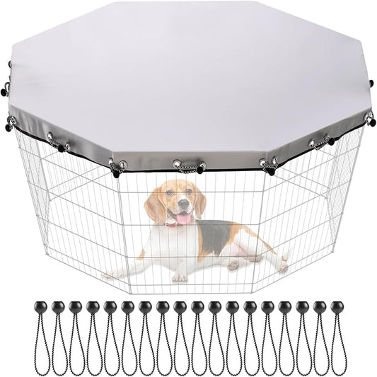 Dog Playpen Cover,Fits 24 Inch 8 Panels Regular Octagon Metal Exercise Pet Pen for Pets Provide Rain Proof Shade and Security for Outdoor and Indoor (Only Cover,Playpen Not Included)