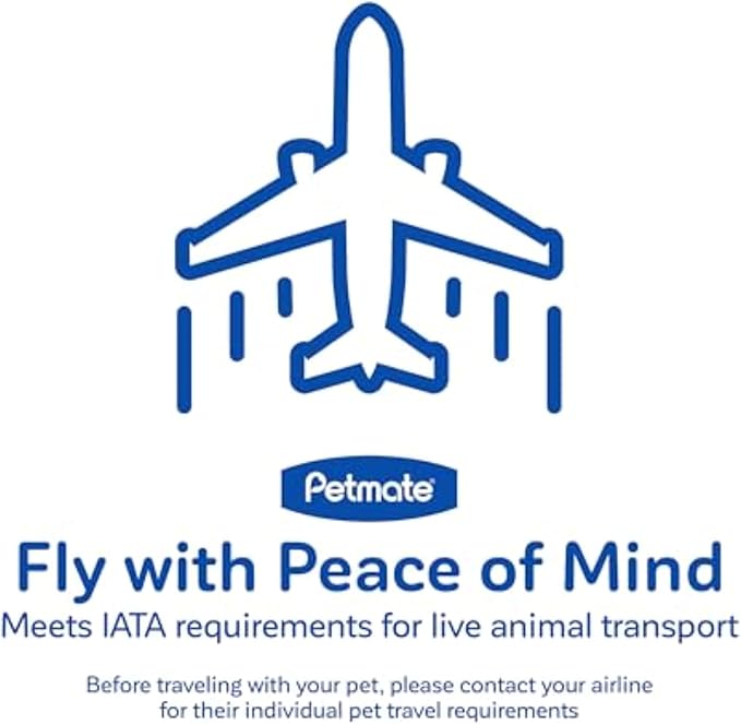 Petmate Sky Kennel - For Air and Travel, Airline Approved Dog Crate for Pets up 15-30 lbs, Heavy Duty Dog Kennel, Made in the USA- 28 Inches