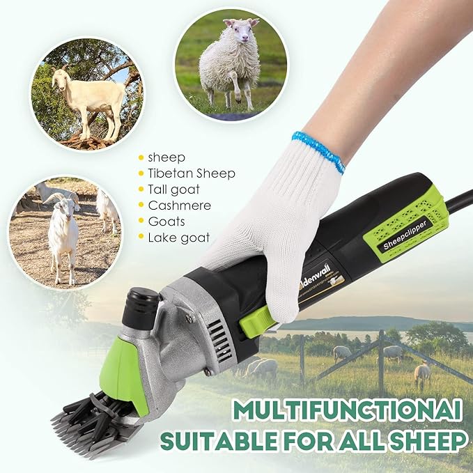 CGOLDENWALL 850W Sheep Shears Electric Sheep Clipper, Farm Livestock Grooming Clipper Kit, Heavy Duty Animal Hair Trimmer for Goats Alpaca Sheep, 13-Straight-Teeth Blade 110V