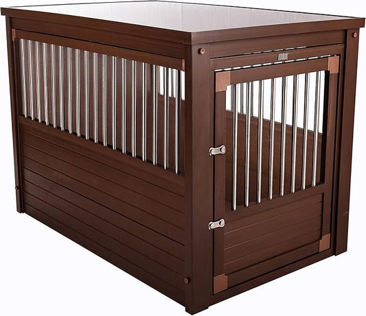 New Age Pet® ECOFLEX® Dog Crate End Table - Furniture-Style Pet Crate for Crate Trained Dogs - Stainless Steel Tubing & a Latched Closure - 10 Year Manufacturer's Warranty