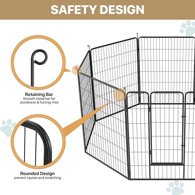MoNiBloom Dog Playpen Outdoor, 40" Height 8 Panels Heavy Duty Metal Dogs Pen for Large/Medium/Small Animals Pet Exercise Pen for RV Camping Yard