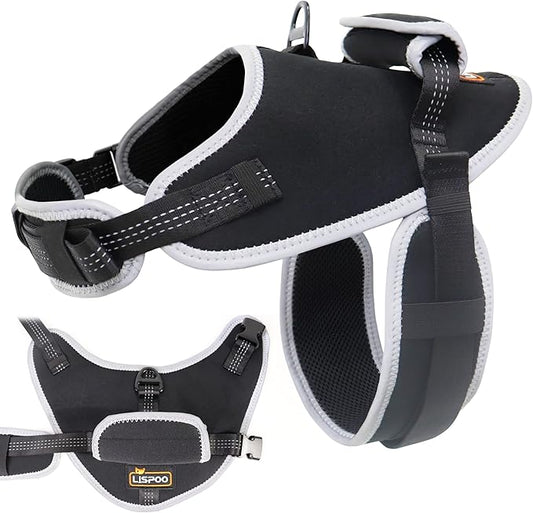 Reflective No Pull Dog Harness for Large Dogs, Easy Control Dog Vest Harness, Breathable Mesh Harness, Comfortable and Adjustable, Metal Ring and Control Handle, Black XL