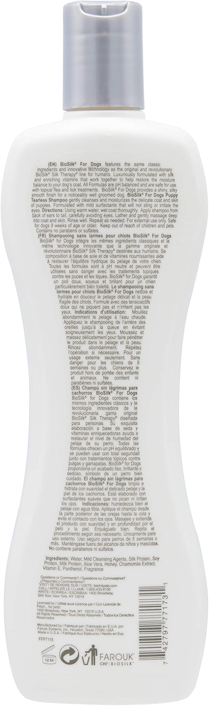 BioSilk for Dogs Silk Therapy Puppy Tearless Shampoo for Dogs | Best Shampoo for Puppies and Great for All Dogs | 12 Oz Bottle of Dog Shampoo - 6 Pack