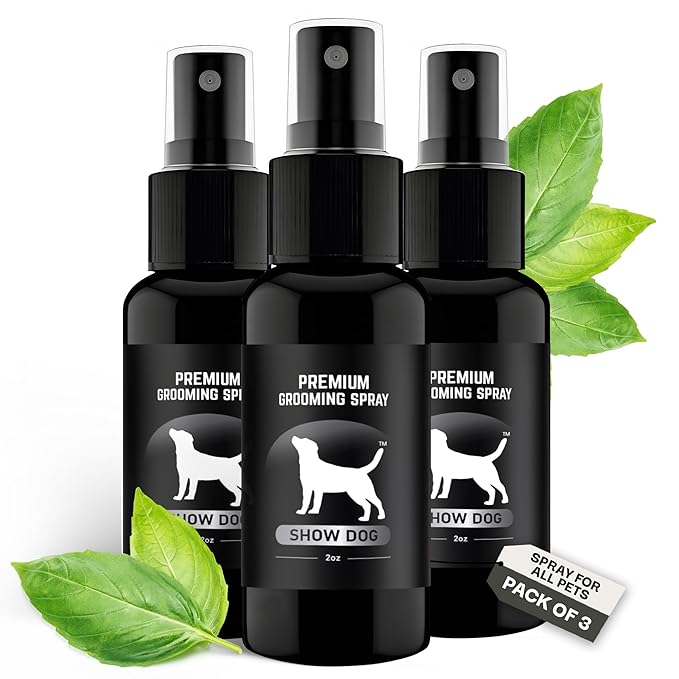 605Products Premium Dog Cologne & Odor Eliminator - Long Lasting Puppy Perfume, Deodorant & Grooming Spray with Essential Oils, 2oz Show Dog (3-Pack)