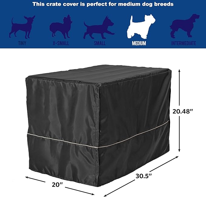 MidWest Homes for Pets Dog Crate Cover, Privacy Dog Crate Cover Fits MidWest Dog Crates, Crate Cover Only, Machine Wash & Dry, Black, 30-Inch