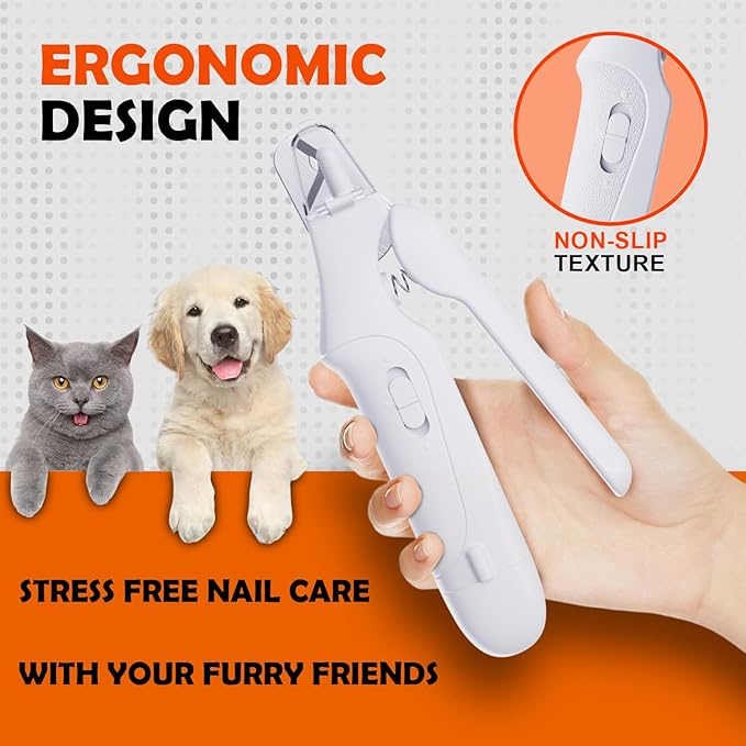 2-in-1 Cat Nail Clippers & Dog Nail Clippers Trimmers for Large Medium Small Dogs Cats Claw Trimmer Quick Sensor and Safety Guard USB Rechargeable with 2 LED Lights Dogs Nail Trimmer