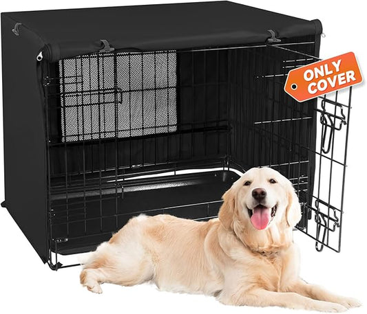 X-ZONE PET 36" Dog Crate Cover for Indoor/Outdoor - Heavy Duty Polyester Pet Kennel Cover Fits for Wire Dog Cage Black