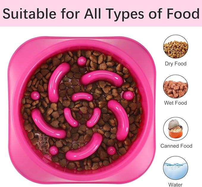 MateeyLife Slow Feeder Dog Bowls, Anti-Choking Puzzle Dog Food Bowls, Anti-Slip Interactive Feeding Slow Down Eating, Bloat Stop Maze Dishes for Medium Large Breeds Purple