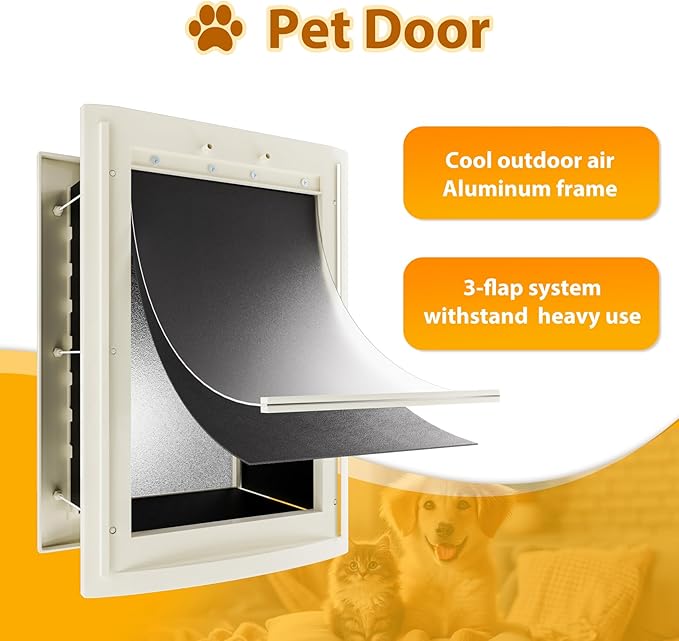 MESTYL Dog Door for Wall and Dog Play Pen Indoors, Heavy Duty Metal Puppy Playpen, Portable Dog Exercise Pen Temporary Pet Fence with Gate, 32" Height 8 Panels