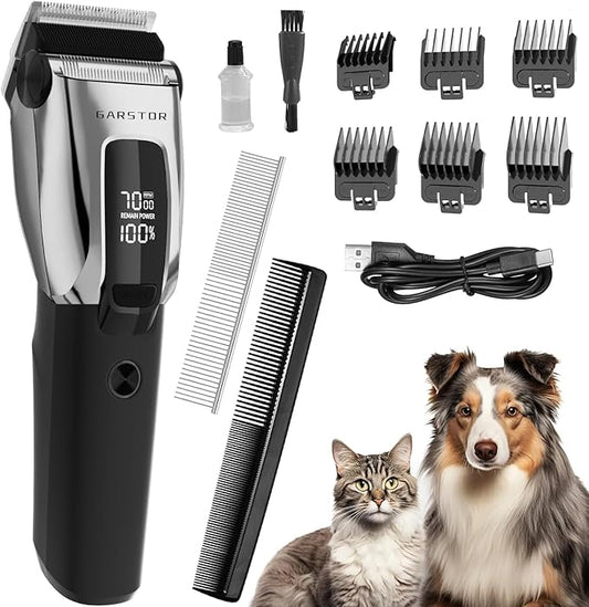 Dog Shears for Grooming Clippers Kit Professional for Thick Hair Coats,Low Noise Rechargeable Cordless Pet Shaver for Pets and Animals, Dog Trimmer for Grooming-Silver