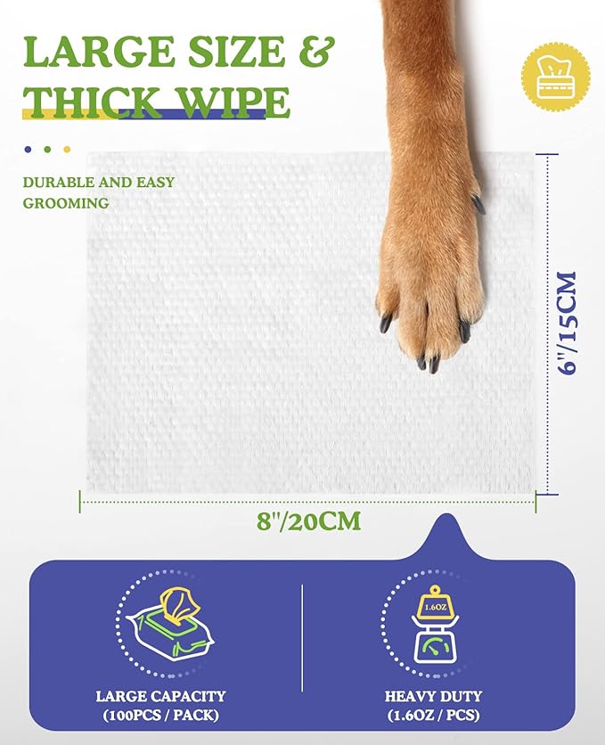 Dog Wipes, Puppy Wipes for Face Eye Ears Body Bath, Pet Wipes for Dog Cat Paws Butt, Unscented Hypoallergenic Thick Dog Grooming Wipes for Cleaning Deodorizing, 100 Count, White