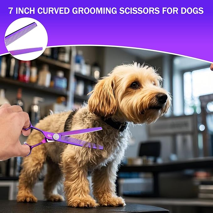 Dog Thinning Shears for Grooming, 48 Teeth Dog Grooming Blending Scissors, Premium 440C Steel Pet Hair Trimming Shears for Groomers, Cats & Pets, Ergonomic Handle with Jewelled Screw