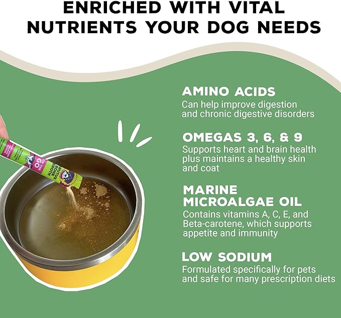 Brutus Broth Instant On The Go Vegetable Powder for Dogs - Vegetable Powder with Omegas 3, 6 & 9 & Turmeric - Human Grade Dog Food Toppers for Dry Food & Picky Eaters - 5 Stick (Salmon Flavor)