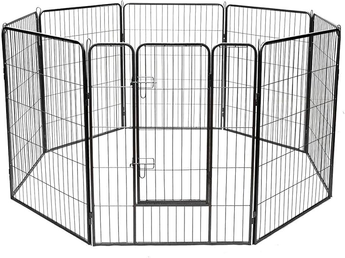 Giantex 40" 16/8 Panel Pet Playpen with Door, Foldable Dog Exercise Pen, Portable Free-Standing Cat Fence, for Outdoor & Outdoor, Metal Dog Puppy Cat Exercise Fence Barrier Kennel (8 Panels, 40'')