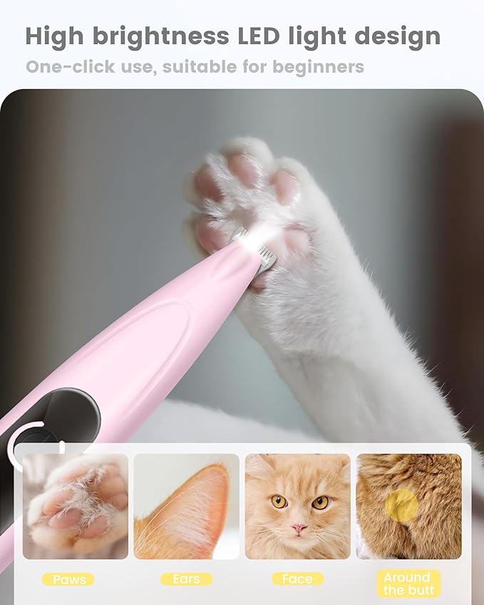 Dog Clippers for Grooming with LED Display,35dB Ultra-Low Noise Dog Grooming Clippers,Cordless Dog Paw Trimmer with LED Light,Type-C Rechargeable Dog Hair Clippers for Paws, Ears, Face, Rump