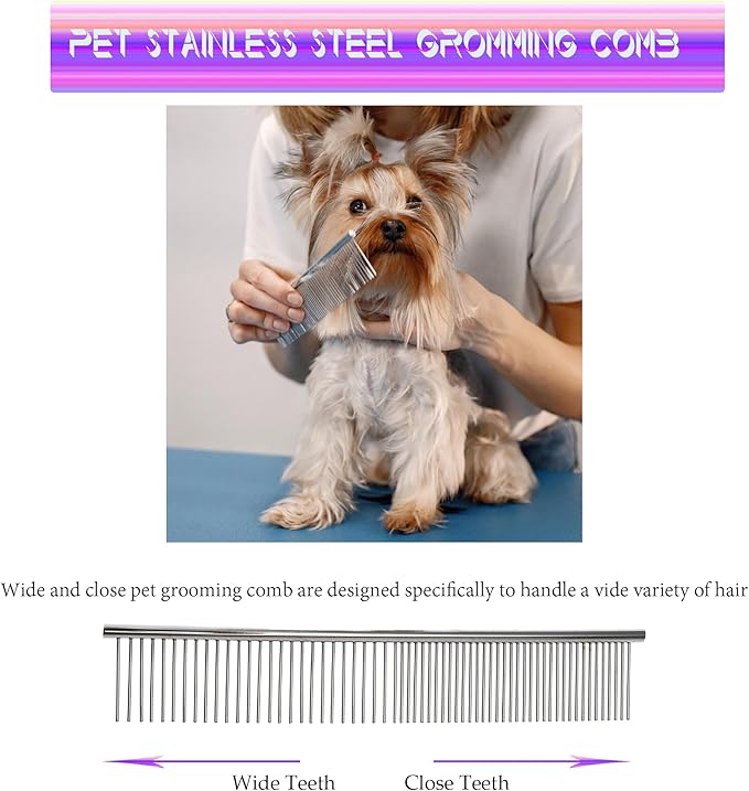 Dog Grooming Scissors Kit, Fcysy Professional Dog Trimming Scissors Set, Hair Cutting Curved Thinning Shears for Pet Cat at Home, Pet Grooming Supplies