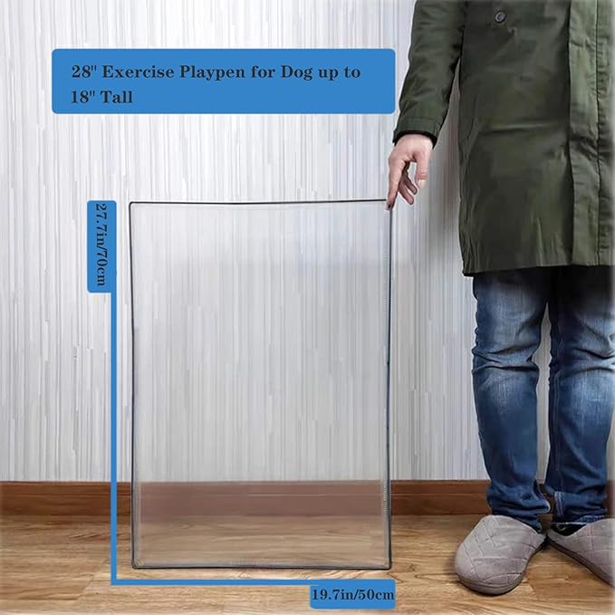 BRIAN & DANY Pet Dog Playpen, Clear Acrylic Puppy Dog Play Pen Indoor, Portable Small Animal Transparent Fence Panels for Rabbit, Kitten, Bunny, Cat, 28 X 20 Inch