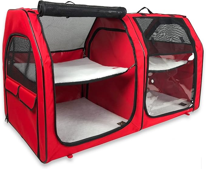 Cat Show House Portable Dog Kennel (Shelter) Red/Cream/Tan