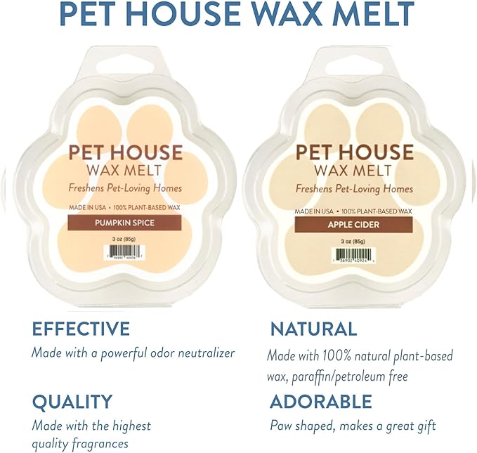 One Fur All Pet House Wax Melts - Pumpkin Spice/Apple Cider Pack of 2 - Pet Odor Eliminating Wax Melts - Long-Lasting Scented Wax Melts - Pet-Friendly Wax Melts - Natural Wax Melts
