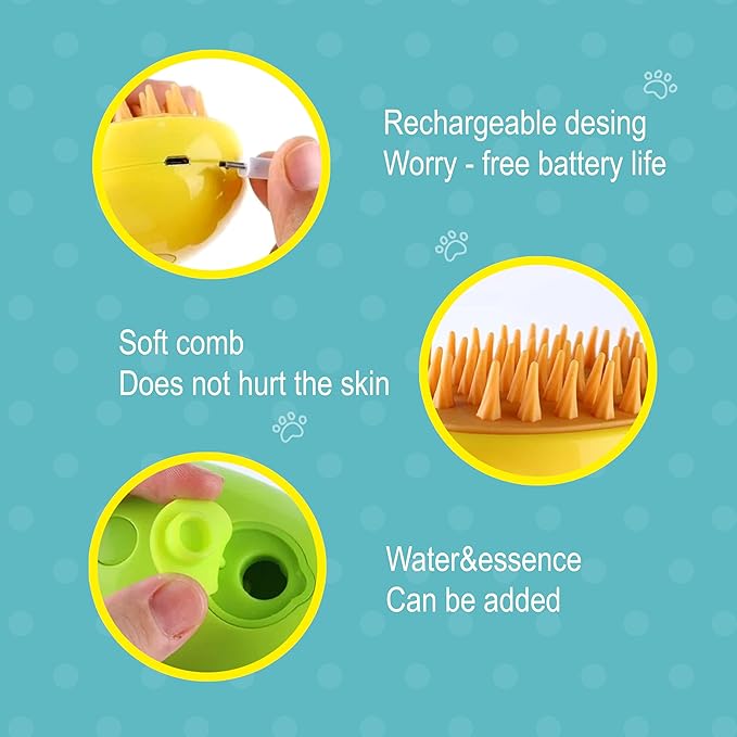 Cat Steam Brush For Shedding, Grooming Tool for Cats and Dogs with Steam Function, Massage, and Shedding Hair Removal - Ideal for Pets, Featuring Weighted Blanket Technology, Hair Brush, 3 in 1