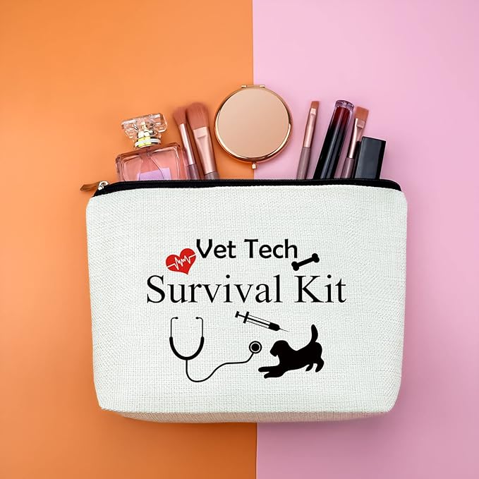 Appreciation Gift for Veterinarian Woman Vet Makeup Bag Vet Tech Gift Veterinary Technician Gift Cosmetic Bag Thank You Gift Birthday Christmas Gift for Veterinarian Medicine Graduation Gift for Her