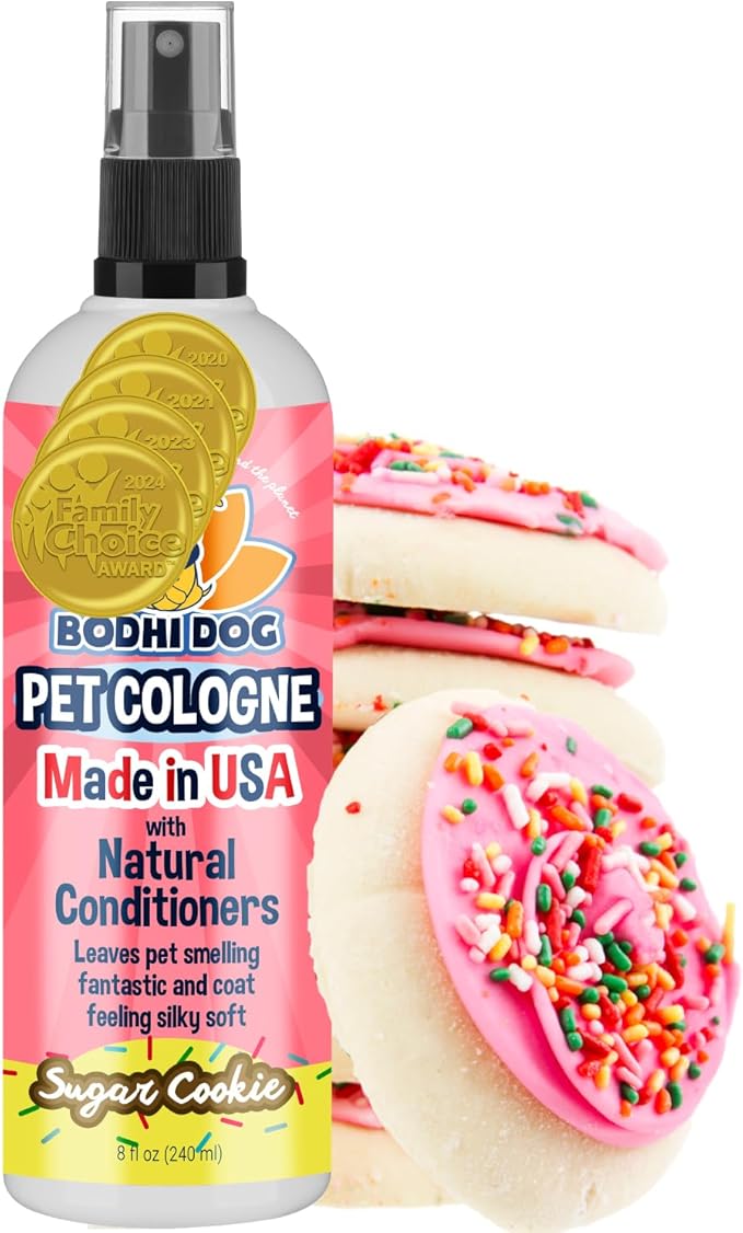 Bodhi Dog Natural Dog Cologne (Sugar Cookie) - Premium Scented Deodorizing Pet Perfume with Conditioner for Dogs & Cats - Keeps Pets Fresh & Clean - Gentle and Safe Formula, Made in USA (8 Fl Oz)