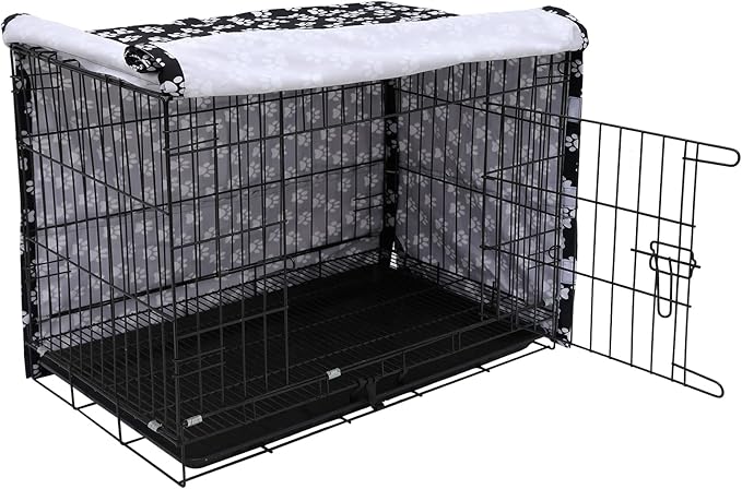 Dog Crate Cover for Wire Crates, Fits Most 48" inch Dog Crates. Easy to Put On, Take Off, and Adjust - Cover only - Black -48 Inch