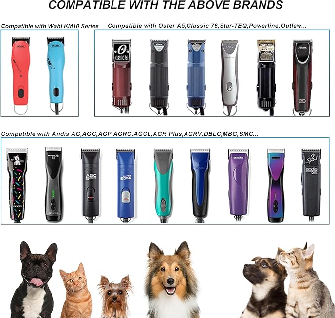 40# Detachable Pet Clipper Replacement Blades Compatible with Andis/Oster A5/Wahl KM10 Series Dog Clipper,Made of Ceramic Blade & Stainless Steel Blade,Size 40# Cut Length 1/100-Inch（2 Pack）