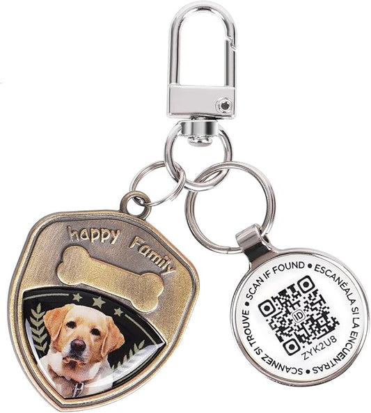 Dog Tags Personalized QR Code, Retro Brass Personalized Pet ID Tags Modifiable Pet Online Profile, Multiple Emergency Contact, Scan QR Code Send Pet GPS Location Email (Labrador Retriever-1)