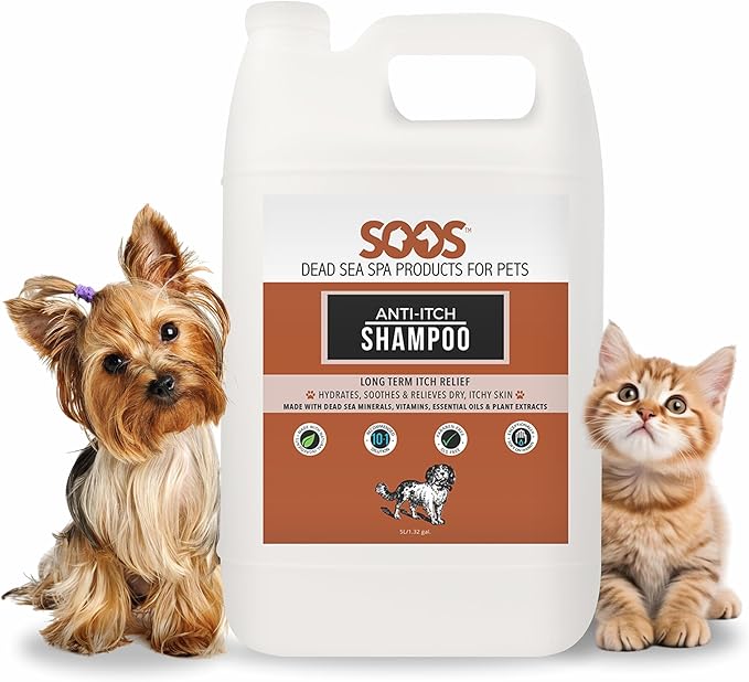 Soos Pet Anti-Itch Shampoo for Dogs with Vitamins Essential Oils Natural Ingredients Soothes Itching Clean Fur - 1x (4L Gallon)