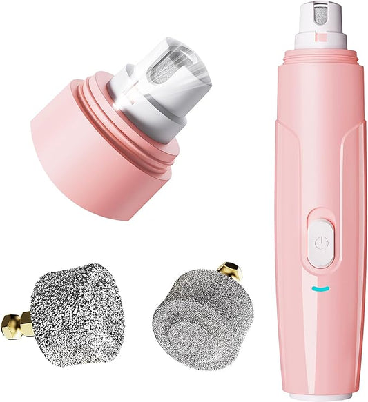 Bonve Pet Nail Grinder for Dogs - Upgraded Dog Nail Trimmers Super Quiet, 2 Speeds, Rechargeable, 2 Grinding Wheels for Small Large Dogs & Cats (Pink)