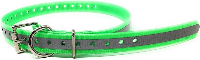 Replacement Strap for Dogtra Collars - 3/4" Wide Ultra-Durable Dog E-Collar Replacement for Training, Bark, Shock, Electric, and GPS Collars - 28" Adjustable Length Reflective Green