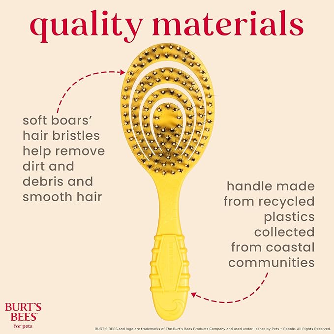 Burt's Bees for Pets Porcupine Bristle Brush, Large Dogs Hair Grooming Tool, Flex Technology, Recycled Plastics Handle, 9 Inches