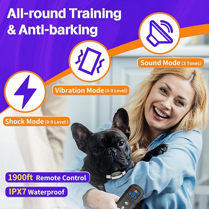 Smallest & Lightest Training Collar for Small Dogs 5-15lbs, with Shock, Vibration, Sound 3 Modes, Rechargeable, 23 Adjustable Levels (Beige)