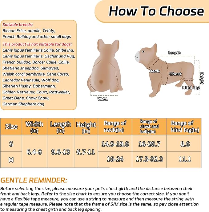 BECEMURU Dog Wheelchair for Back Legs, Doggy/Cat Wheelchair with Disabled Hind Legs Walking, Lightweight with Protective Vest Mobility Aids for Small Pets Hind Limbs (Small)