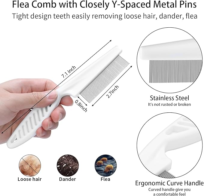 5 PCS Dog Grooming Brush Kit – Self Cleaning Slicker Brush for Shedding Short & Long Haired Dogs & Cats. Removes Loose Fur, Undercoat, Mats, Tangles for Small, Medium & Large Pets. Purple